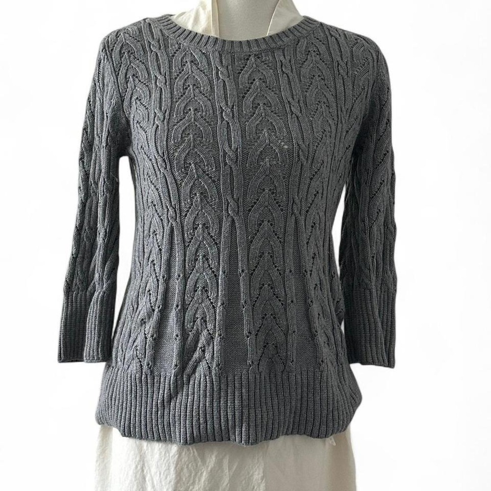 Ann Taylor gray peplum cable knit